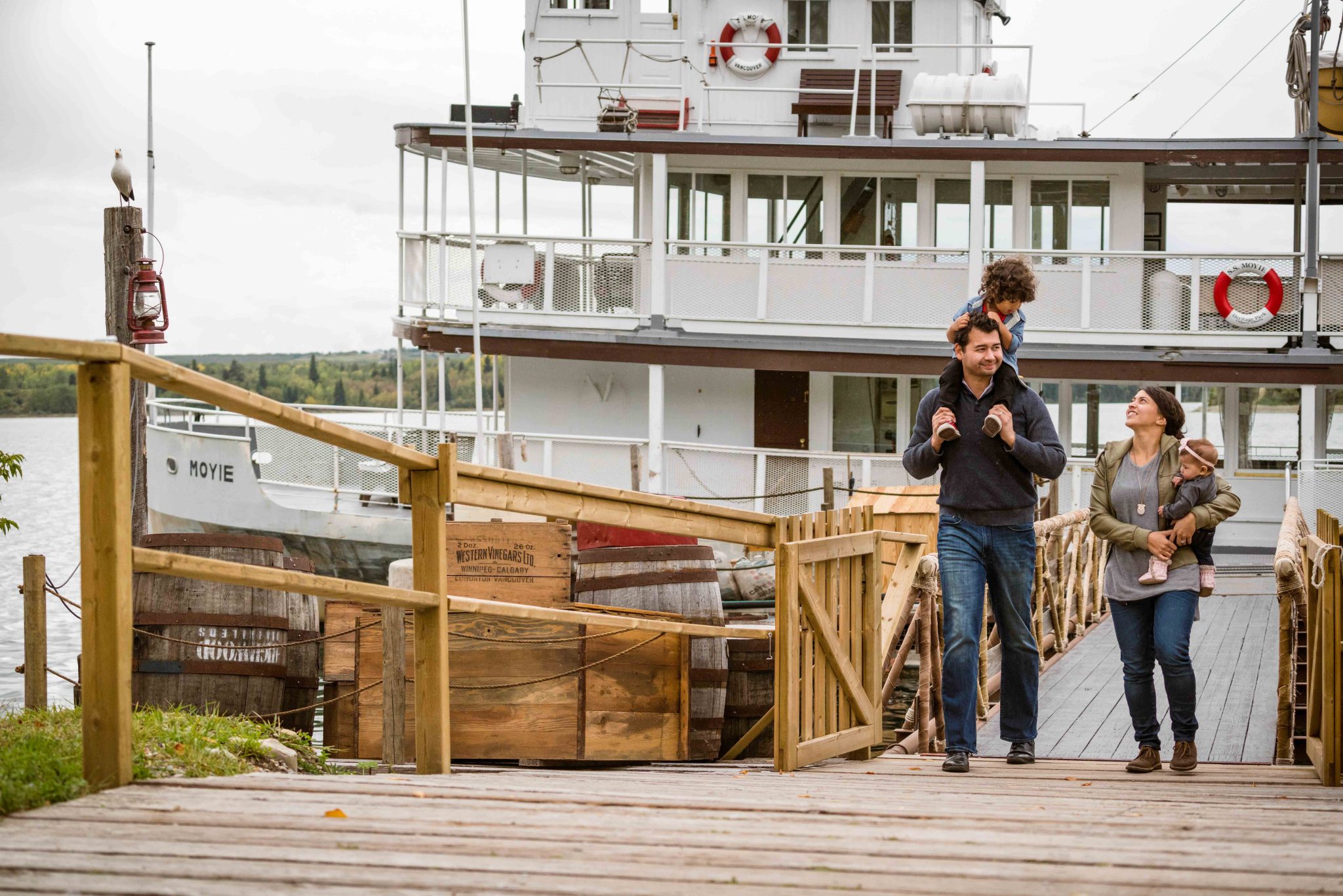 family walking off the boat at Heritage Park